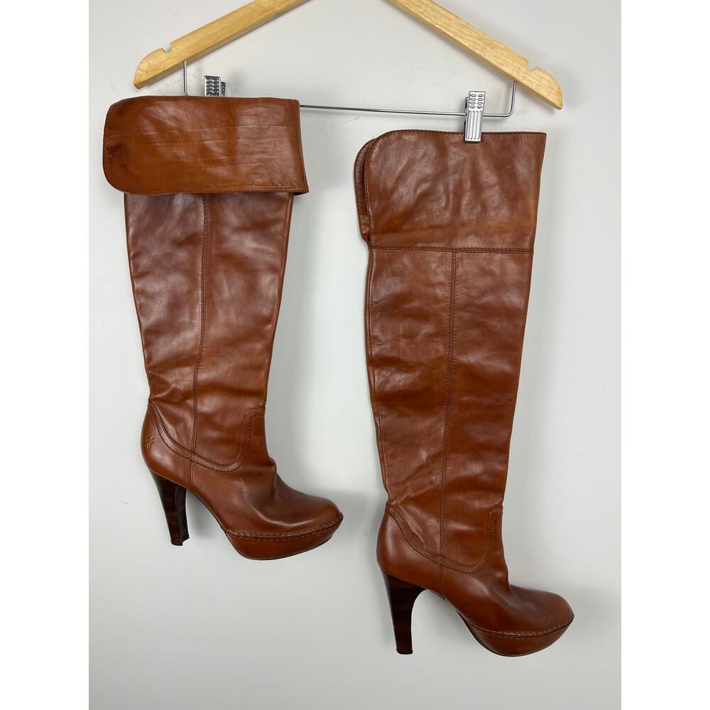 Frye Tan Leather Over the Knee Boots